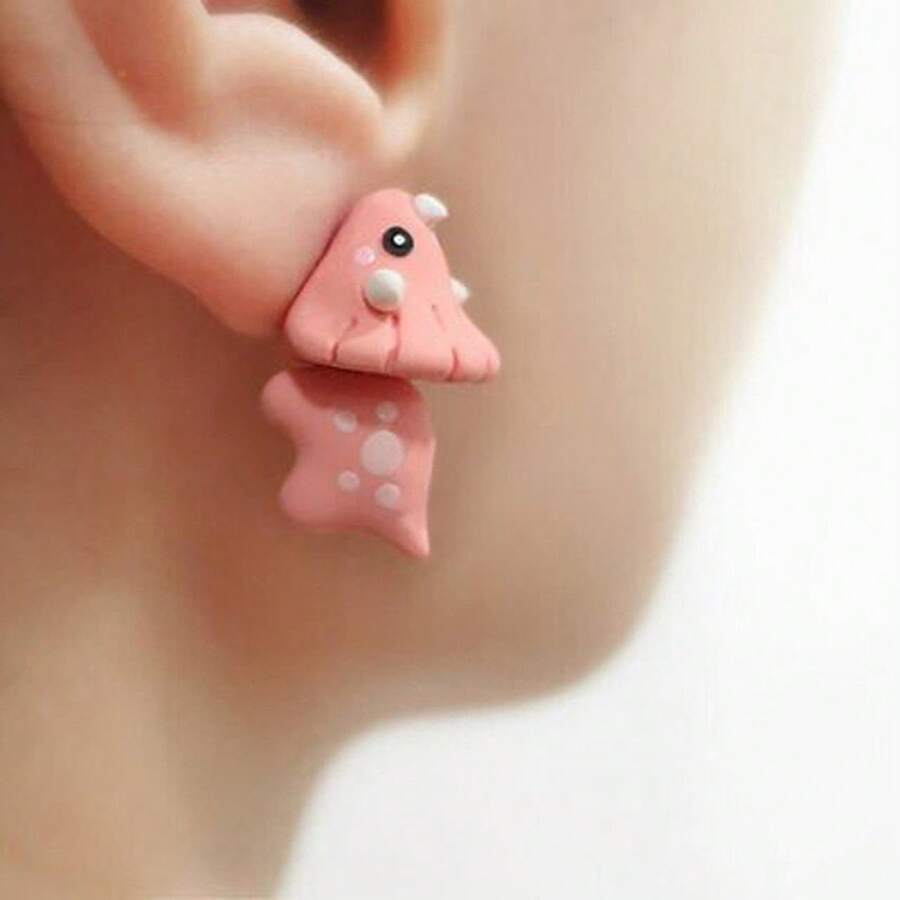 Critters Bite Ears Dinosaur Stud Earrings Corgi Shark Spray Paint Cute Mini Earrings - Triceratops - View 1