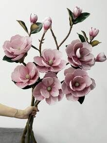 ZaiYe 1pc Luxury Artificial Magnolia Flower - Soft Touch, High-End Wedding, Home And Holiday Artificial Floral Decor - Elegant Tabletop DIY Centerpiece, Best Choice For Christmas, Perfect For Thanksgiving - Multicolor - View 6