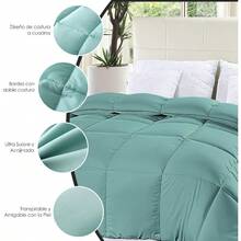NOVANGUA Edredon Acolchado Duvet SuaveEdredón de Pluma con 4 agarraderas en Las Esquinas Ultra Suave y Reversible para Cualquier Temporada Doble Costura Transpirable Apto para Lavadora - verde - Ver 5