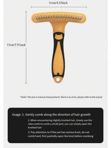 Pet Grooming Comb Poodle Detangling Comb Comfortable Handle Durable Plastic Metal - Double Row Of Stainless Steel Teeth - Undercoat Comb For Dogs, Cats, Short-Haired And Long-Haired Dogs