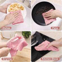 12 Pack Kitchen Dish Cloths (10 X 10 Inches, Cream Yellow), Super Soft And Absorbent Coral Velvet Dish Towels, Nonstick Oil Fast Drying Microfiber Cleaning Cloth, No Lint Household Dishcloths, 2025 - 粉色 - 查看 3