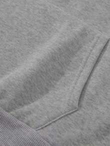 女士加大码针织卫衣，带抽绳口袋、罗纹针织细节和独特的乌鸦图案，适合秋季穿着。 - 灰色 - 查看 6