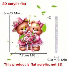 1 Romantic Couple Teddy Bear 2D Acrylic Pendant Sweet Decoration Valentine's Day Gift For Girlfriend/Boyfriend Date Outfit Decoration&Home Wall Decoration - Multicolor-gold Thread - View 8