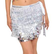 Lenço de Dança do Ventre, Corrente de Cintura com Franjas Bordadas para Mulheres, Acessórios de Fantasia de Dança do Ventre, Lenço de Quadril Boêmio de Festival, Saia de Desempenho Sexy de Várias Camadas