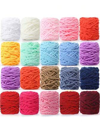 1Roll Multicolor Ice Strip Yarn 100g, Chunky Knitting Yarn Set Soft And Chunky Chenille Yarn, Fluffy Thread Knitting Chenille Yarn, Ideal For DIY Knitting Crochet Projects Like Scarves, Slippers