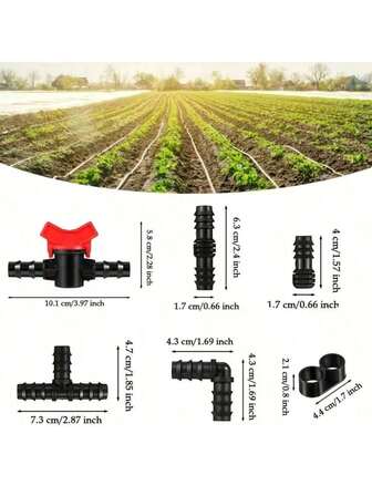 1/2 英寸滴灌配件，包括直通式倒钩滴灌接头、塑料渗水软管接头、软管末端止动器，适用于花园草坪喷灌系统，末端盖塞、倒钩接头，适用于滴灌系统、花园、庭院、草坪。