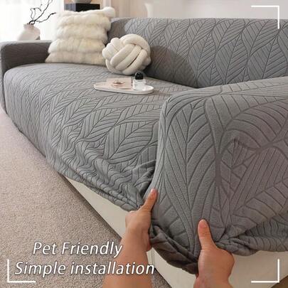 1pc Modern Jacquard Sofa Cover - Stretchable Non-Deforming Sofa Protector With Elastic Band Closure, Pet-Friendly All-Season Couch Cover, Machine Washable Soft Fabric For Living Room, Office, Home Decor - One-Piece Design Fits All Sofa Types (1/2/3/4-Seater & Sectional) - Easy Installation & Spill-Resistant, Sofa Cover For Living Room, Sofa Cover For Dog, Couch Cover Sofa With Arm, Couch Cover For Sectional Couch, L Shaped Sectional Couch Cover, Couch Cover For Sofa And Loveseat, Slip