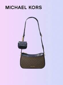 Michael Kors Túi đeo chéo in logo cỡ trung màu nâu và đen, thời trang đường phố sành điệu, dây đeo vai có thể điều chỉnh, ngăn đựng rộng rãi đựng son môi, khăn giấy và các vật dụng cần thiết, phụ kiện ví đựng tiền xu có thể tháo rời - Màu xanh nước biển - Xem 1
