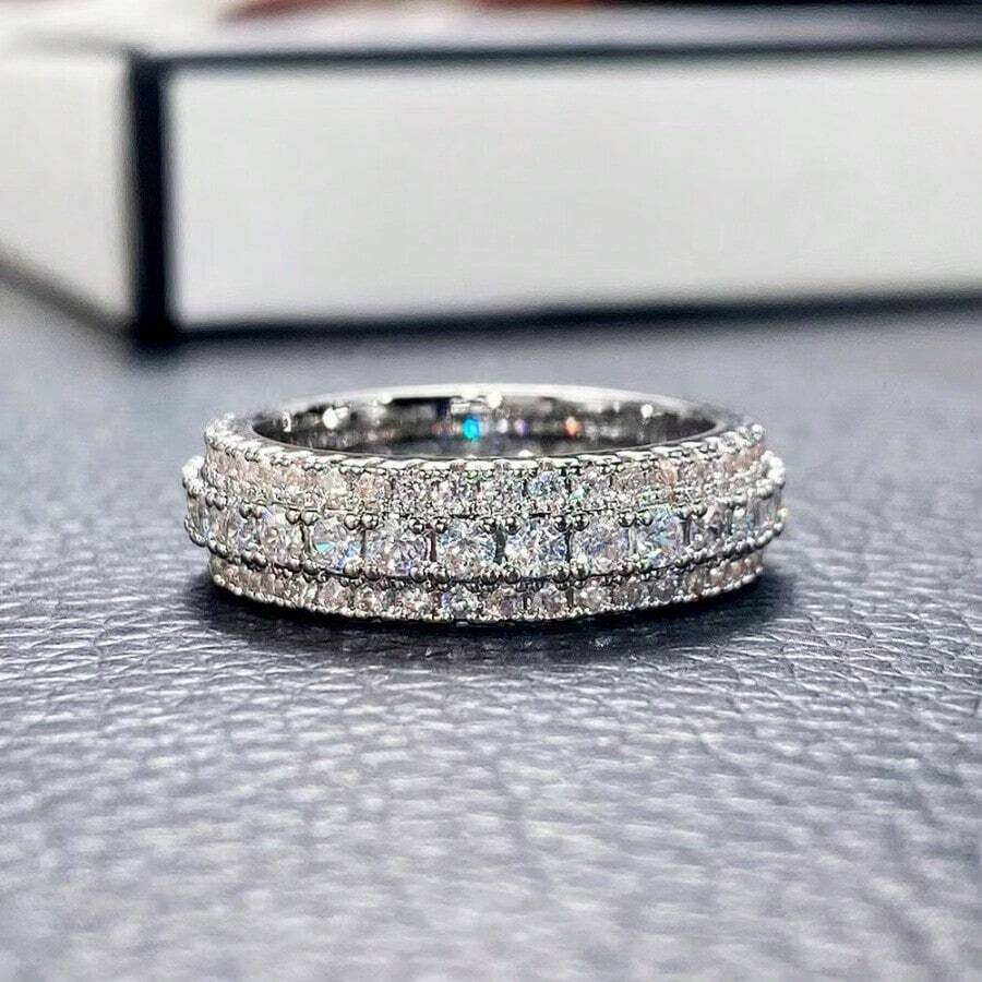 Fashion  Decorative Ring For Women Engagement Ring Simple And Elegant, Suitable For Daily Wear Or Party Fashion Women's Ring Jewelry Accessory Exquisite Gift For Women Valentine's Day Engagement - 銀色 - 查看 1
