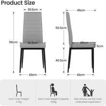 Extendable Dining Table And Chairs Set Of 6,Cement Grey Table With 6 High Back Dining Chairs,Modern Dining Table Set For Home/Kitchen,120cm - Cement Gray Table+6 Gray Chairs - View 5