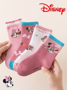 Disney 8/4 双正品儿童袜子，可爱卡通米妮图案，加厚保暖毛巾袜，适合女孩，韩版卡通袜子，适合男孩冬季穿着，透气婴儿及学生袜，地板袜