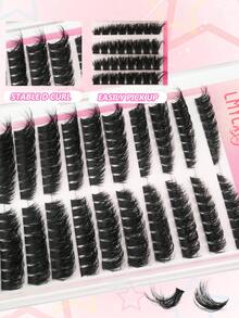 192pcs 100D Mixed Color Cluster Lashes, 0.07mm Thickness, D Curl, Soft Material, Easy Application, Perfect For Beginners, Ideal For Special Occasions - D - 查看 4