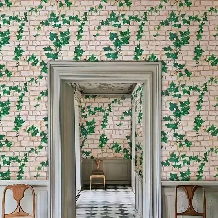 这款自粘乙烯基壁纸带有葡萄叶和砖块图案，易于安装和移除。适用于厨房、卧室和浴室的墙面，是家居和商业装饰的理想之选。 - 綠色 - 查看 8
