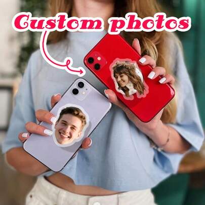 1pc Customized Pet Phone Grip, Customized Phone Grip Stand, Customized Pet/Person Portrait Photo, Interesting Phone Grip, Acrylic Personalized Phone Holder, Pet Lover Gift, Let Your Pet Accompany You, Anniversary/Birthday/Thanksgiving/Mother's Day/Father's Day/Teacher's Day/Halloween/Christmas/New Year Gift