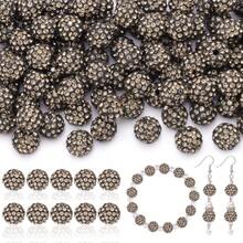 160pcs 10 Rhinestone Beads For Jewelry Making, Gray Shiny Round Disco Ball Beads Bulk, Sparkle Crystal Clay Christmas For Bracelet Baseball Necklace Earring Crafting And DIY,26388570 - 摩卡棕 - 查看 1