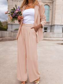 Women's Business Suit Two-Piece Set - Elegant Single Breasted Suit Paired With Slim Pants | Business Casual Office Suit And Daily Suit, Suits For Woman Set - Củ sen hồng 2 - Xem 3