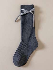 3 Pairs Of Girls' High Socks With Bow Elements, Elegant Retro Style, Suitable For Kindergarten Activities And Autumn Outings, Randomly Shipped - Multicolor - View 8