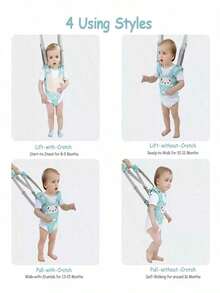Four Seasons Portable Breathable Baby Walker, Baby Learning Walking Harness, With Waist Protection And Anti-Pull Rope - Mint Green - View 8