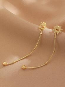 1 par de pendientes colgantes con borlas de cuentas de girasol hueco minimalista de lujo, pendientes de mujer, adecuados para uso diario, fiesta, vacaciones, regalo para amigos, familia, parejas, joyería