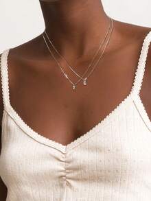 S925 Sterling Silver Letter Necklace, 14K Gold Plated, Delicate A-Z Pendant Necklace, Women's Jewelry, Mother's Day Gift - Silver - View 5