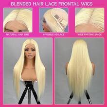 NATAN Straight Bob Lace Front Wig For Women - 613 Blonde Human Hair, Pre-Plucked 180% Density, 13x4 Lace Area, Natural Look Basics Style - S/613 - View 2