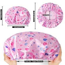 Gorros de Ducha para Mujeres, 4 PCS Gorros de Baño Elásticos y Reutilizables, Gorro de Ducha de Doble Capa Impermeable, Gorros de Baño, Gorro de Baño para el Cabello de Protección Ambiental - Color Sólido - Corazón - Ver 4