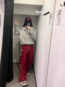 Women Pants - 紅色 - 查看 4