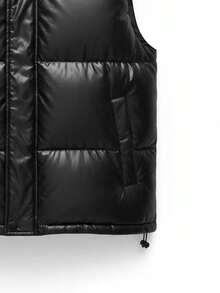 Chaleco casual versátil y cálido de color liso brillante para hombre