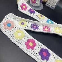 1yard Classic Hand-Crocheted Colorful Floral & Striped Lace Trim, Clothing & Accessory DIY Decoration, Embroidery, Water-Soluble Colored Striped Patterns, Exotic Style, Travel Photography, Lace Belt Matching, Crochet Embroidery, Suitable For Sewing And Handicraft DIY Decoration - Multicolor - View 8