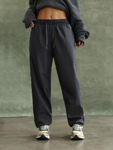 Damen Thermisch gefütterte warme Sporthose, windabweisende thermische Lässig Jogginghose, Herbst/Winter - Grau - Übersicht 6