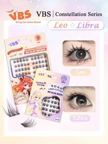 136pcs Glue-Free Segmented False Eyelashes, VBS Constellation Series Glue-Free Removable Eyelash Clusters, Leo + Libra Combination, Natural & Lengthening, Sweet & Gentle Styles, Cartoon Eye Makeup, Detailed Curled Lashes, Lash Extension Level Eyelash Set, Suitable For Daily Wear, Beauty Influencers, Dates - Black - View 1