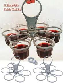 6-Slot Foldable Drink Caddy Fold Away Cup Carrier With Easygrip Handle Rotatable Cup Organizer Holder Plastic Drink Tray Beverage Holder Reusable For Coffee Wine Cocktails At Parties Bbqs Camping Picnics Outdoor Events Camping Drink Organizer Essential For Festivals Sports And Performances Party Accessory Compact And Portable Daily Use - Multicolor - View 9