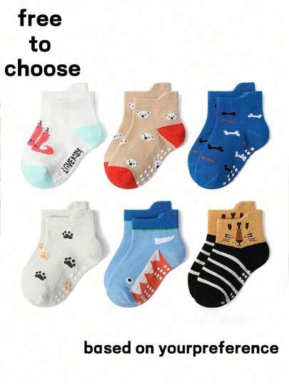 1 par de calcetines para niños con estampado de estrellas y puntos, calcetines transpirables antideslizantes para niños y niñas para evitar caídas