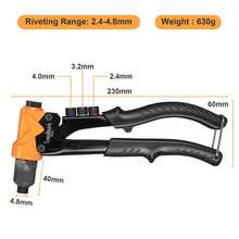 Rivet Gun, Pop Rivet Gun Kit With 200pcs Rivets, 4-In-1 Heavy Duty River Gun Tool/Rivet Gun Kit, 3/32 Inch, 1/8 Inch, 5/32 Inch, 3/16 Inch 4 Replaceable Nozzle For Metal, Plastic, Leather - Black - View 9