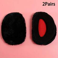 1 对纯色耳罩，柔软羊毛混纺耳套，舒适、毛茸茸、温暖，时尚配饰，适合冬季户外和旅行中的男士和女士