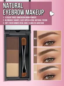 MISSLYN哑光眉粉盘，3色，眼妆，眉毛填充，持久显色，增强并勾勒眉形，填充并塑造眉型，内含小刷子，带镜子，方便携带。 - #2 Mocha Muse - 查看 5