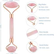 Jade Roller & Gua Sha, Gesichtsroller, Gesichtsschönheitsroller Hautpflegewerkzeuge, Selbstpflegegeschenk für Männer und Frauen, Massagegerät für Gesicht, Augen, Nacken, zur Linderung von Fältchen und Falten - Rosenquarz