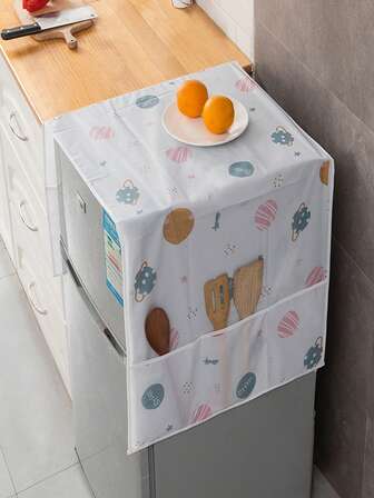 1pc Refrigerator Dust Cover Household Waterproof And Oil-Proof Storage Arrangement Refrigerator Cover Cute Cartoon Washing Machine Cover