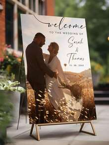 Rectangular Wedding Welcome Sign | Wedding Entrance Sign | Customized Wedding Sign | Wedding Signage | Welcome To Our Wedding Sign - Multicolor - View 5