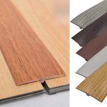 1pc Carpet To Tile Transition Strip, Self-Adhesive T-Shape Threshold, Home Wood Grain Divider, Self-Adhesive T-Shape Edging, Door Frame PVC Transition Strip (1m X 5cm) - Multicolor - View 1