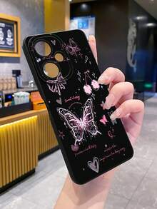 1个蝴蝶樱花图案UV印刷防摔手机壳，兼容三星/Galaxy/Infinix/红米/OPPO/vivo/Realme等安卓机型 - 黑色 - 查看 10