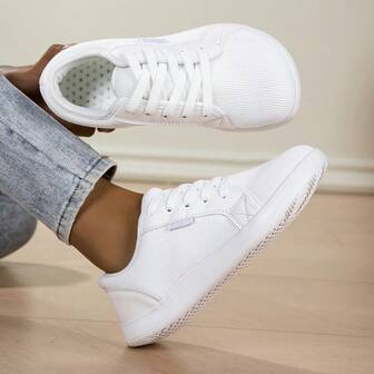 1 Pair Solid Color Unisex Minimalist Fabric Flat Shoes, Suitable For Office, Gym, All Seasons