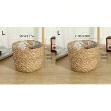 1 件手工编织花盆盖，适用于家庭客厅的海草绳篮，柳条/藤条/竹子手工艺花篮