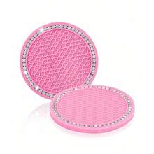 YITUMU 2个/4个装硅胶防滑汽车杯垫 – 杯架垫，可选水晶边，防水时尚，非常适合汽车或家居使用 - 彩色 - 查看 13