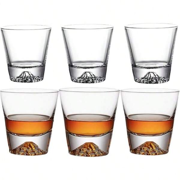 Short Glass Set 6 Pieces 300ml 10oz Crystal Clear Durable Cocktail Glasses Whiskey Juices (A)