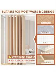 SUNALLY Room Divider For Room Separation, Tension Curtain Rods No Drilling, 4-10ft(H) 28-70inch(W) Adjustable Temporary Privacy Wall Divider, Heavy Duty Freestanding Space Partition Separator - 白色 - 查看 5
