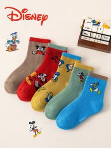 Disney 10双装儿童袜子，可爱米奇一家图案，加厚保暖，适合秋冬季节，女童中筒袜，男童卡通袜，透气婴儿/学生袜，地板袜 - 彩色 - 查看 7