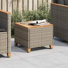 vidaXL Gartentisch Grau 45x45x37 Cm Poly Rattan Akazienholz - Grigio - Visualizzare 1