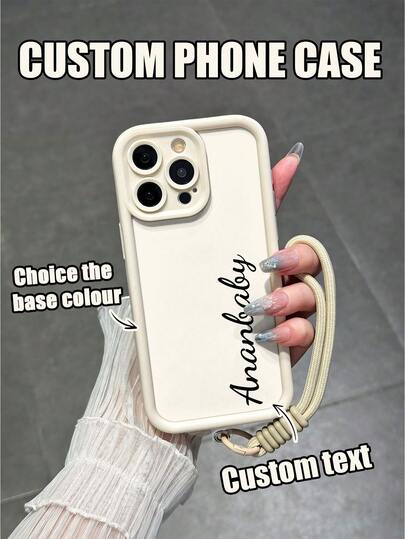 1pc Personalized Signature Text Phone Case With Durable Lanyard, Compatible With IPhone 17/16/15/14/13/12/11 And Galaxy S25/S24/S23/S22/A56/A55/A54/A52/A06/A05S/A05, Fashionable, Colorful, Retro, Cute, Simple, Fun, Customizable, Unique, Ideal Gift Idea For Boyfriend, Girlfriend, Family, Friends, Grandparents