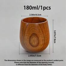 1/2/4个装 180毫升 手工雕刻木质茶杯，天然木杯，枣木杯，木质茶/咖啡/饮料杯，时尚饮具